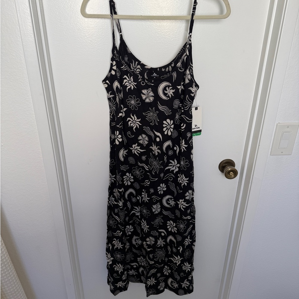 Black & Cream Floral Slip Dress